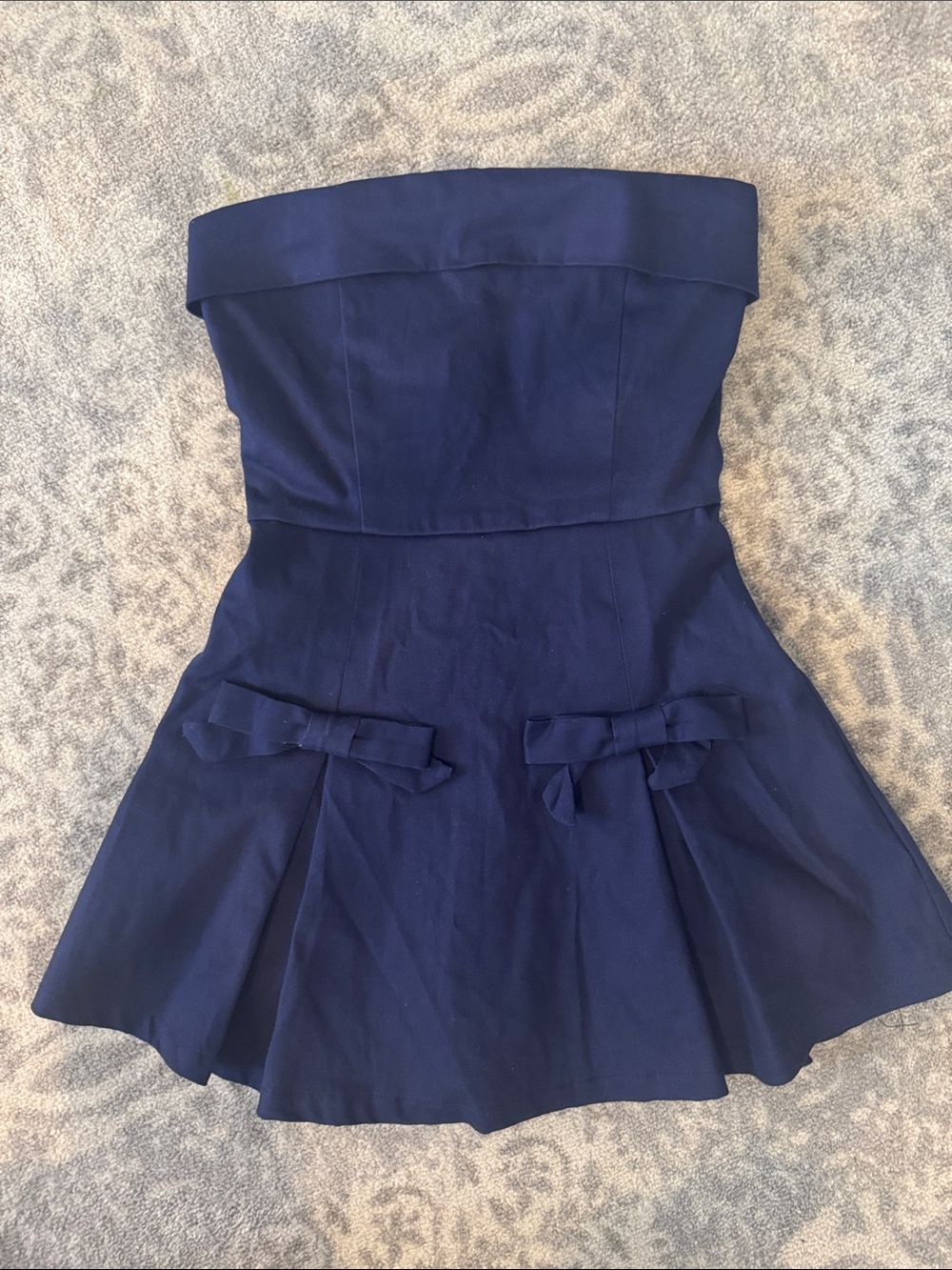 NWT Altar'd State Navy Strapless Mini Dress with Bow Details